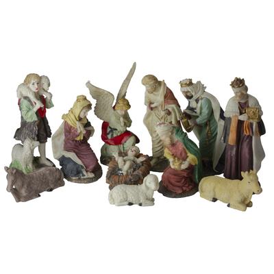Set of 11 Christmas Nativity Resin Figurines, 8"
