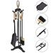 Gymax 5 PCS Hearth Tool Fireplace Set Fire Tools Set Black Brass Home