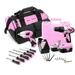 Pink Power Drill Set for Women - 18V Lightweight Pink Cordless Drill Driver & Electric Screwdriver Combo Kit with Tool Bag Battery and Charger for Ladies Home Tool Kit