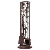 Panacea Oak Leaf Fireplace Tool Set 5 Piece Dark Brown