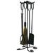 UniFlame 5 Piece Black Wrought Iron Fireset with Ring Handles