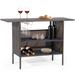 Costway Patio Garden Rattan Wicker Bar Height Counter Table Storage