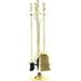 Dagan 2532 Fireplace Tool Set - Rail on Base Polished Brass - 5 Piece