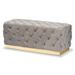 Corrine Glam and Luxe Velvet Fabric and Gold PU Leather Ottoman