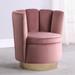 Modern Design Swivel Barrel Rose Pink Velvet Accent Chair with Gold Base