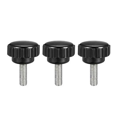 M5x15mm Male Thread Knurled Clamping Knobs Grip Thumb Screw on 3Pcs - Black,Silver Tone
