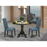 East West Furniture Dining Table Set- A Round Kitchen Table and Linen Fabric Parsons Dining Chairs,(Finish & Pieces Options)