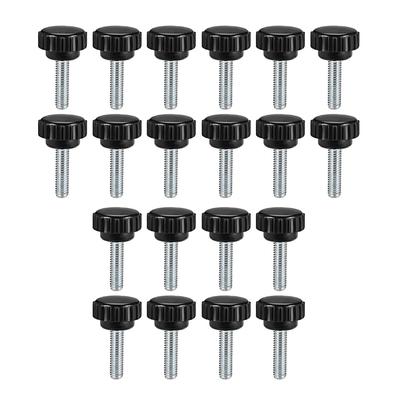 M6x20mm Male Thread Knurled Clamping Knobs Grip Thumb Screw on 20Pcs - Black,Silver Tone
