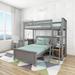 Max and Lily L Shaped Twin over Twin Bunk Bed with Bookcase and Desk