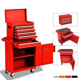 5-Drawer Rolling Tool Chest with Wheels and Drawers Tool Storage Cabinet Detachable Organizer Tool Box Combo Mobile Lockable Toolbox for Workshop Mechanics Garage(Red)