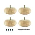 Architectural Products by Outwater BUN41-UN 2-1/2 in. x 5-1/2 in. Unfinished Solid Hardwood Round Bun Foot 4 Pack with 4 Free Insert Nuts and Drill Bit