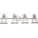 Conway Collection Four-Light Brushed Nickel and Clear Seeded Farmhouse Style Bath Vanity Wall Light