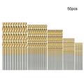 Anself 50pcs HSS Plating Titanium Drill Bit Set Metric System 1.0-3.0mm High Speed Steel Titanium Coated Drills Bits Woodworking Wood Drilling Tool