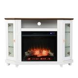 SEI Furniture Dilvon Wood Electric Media Fireplace with Storage in White