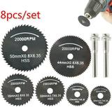 8pcs/set Mini HSS Circular Saw Blade Rotary Tool for Metal Cutter Dremel Tool Wood Cutting Discs Drill Chuck Drill 22-50