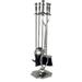 Dagan 7532 Fireplace Tool Set - Rail on Base Pewter - 5 Piece