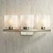 Possini Euro Design Modern Wall Light Brushed Nickel Hardwired 23 1/2 Wide 3-Light Fixture White Linen Glass for Bathroom Vanity