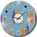 East Urban Home Floral Retro Botanical Pattern II - Mid-Century Modern wall clock Metal in Black/Blue/Orange | 29 H x 29 W in | Wayfair