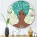 East Urban Home Portrait Of African American Woman w/ Blue Hair I - Modern Metal Circle Wall Art Metal in Brown | 11" H x 11" W x 1" D | Wayfair