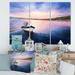 East Urban Home Fishing Boat By The Shore During Vibrant Sunset - 3 Piece Wrapped Canvas Painting Canvas in Indigo | 28 H x 36 W x 1 D in | Wayfair