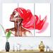 East Urban Home Portrait Of African American Woman IX - 3 Piece Wrapped Canvas Painting Canvas in Red | 28 H x 36 W x 1 D in | Wayfair