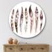East Urban Home Colourful Boho Feather Set X - Bohemian & Eclectic Metal Circle Wall Art Metal in Red | 36" H x 36" W x 1" D | Wayfair