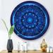 East Urban Home Neon Deep Horoscope Circle w/ Zodiac Signs - Modern Metal Circle Wall Art Metal in Blue | 11 H x 11 W x 1 D in | Wayfair