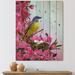 East Urban Home Little Yellow Bird Near The Nest w/ Flowers - Traditional Print On Natural Pine Wood Metal in Brown/Yellow | Wayfair