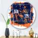 East Urban Home Orange & Navy Abstract - Modern Metal Circle Wall Art Metal in Blue | 23 H x 23 W x 1 D in | Wayfair