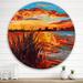 East Urban Home Sunset Evening Glow At The Lake I - Nautical & Coastal Metal Circle Wall Art Metal in White | 36 H x 36 W x 1 D in | Wayfair