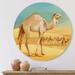 East Urban Home Camels In Desert - Farmhouse Metal Circle Wall Art Metal in Yellow | 11" H x 11" W x 1" D | Wayfair
