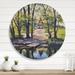 East Urban Home Mysterious House By The River In The Woods - Lake House Metal Circle Wall Art Metal in Green | 23" H x 23" W x 1" D | Wayfair