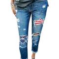 Women Skinny Jeans Slim Fit Zipper Jeggings Pants Distressed Denim Trouser