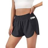 Women's Quick-Dry Workout Running Double Layer Shorts Athletic Sports Shorts with Pocket