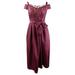 R&M Richards Women's Lace Cold-Shoulder Gown (14, Merlot/Nude)