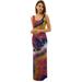 Winnereco Women Tie Dye Print Slip Dress Sleeveless Bodycon Split Dress (Black S)