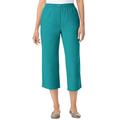 Woman Within Women's Plus Size Petite Elastic-Waist Cotton Capri Pants