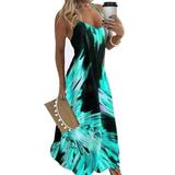 5XL Womens Plus Size Long Maxi Dress Sling Gradient Color Bohemian Sundress Casual Beach Holiday Party Dresses Plus Size