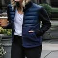 Fashion Women Casual Plush Patchwork Warm Down Jackets Zipper Cardigan Coat