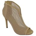 Delicious Shoes Women Stiletto Mesh High Heels Open Peep Toe Dress Back Zipper PARVIN-S Natural Beige 6.5