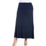 24/7 Women's Plus Size Comfort Apparel Womens Comfortable Fit Elastic Waist Plus Size Maxi Skirt