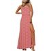 UKAP Women Off Shoulder Ruched Dress Bohemian Floral Print Beach Midi Dress Casual Baggy Evening Party Cocktail Slit Maxi Dress