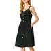 Allegra K Junior's Sweetheart Neck Button Front Strap Cami Dress