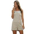 Women Ladies Casual Overall Bib Pants Strappy Short Romper Solid Color Plain Shorts Jumpsuit Romper Pants S-XXL