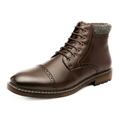 Bruno Marc Men's s Ankle Boots Classic Motorcycle Combat Boots For Men DresCap Toe Oxford Boots WARNER-1 DARK/BROWN Size 14