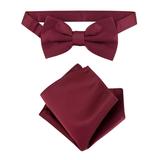 Vesuvio Napoli BowTie Solid Burgundy Color Mens Bow Tie & Handkerchief