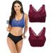 2 PACK Women Sports Bra Lace Bra Yoga Sexy Lace Cross Side Buckle Soft Push Up Bra Yoga Running Sport Bras Workout Gym Yoga Sports Bra with Removable Pads