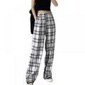 Loose And Thin High-waist Straight-leg Casual Plaid Drape Wide-leg Pants