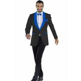 Mens Blazer Black ~ Royal Blue Two Toned Tuxedo Dinner Jacket Perfect For Prom Wedding & Groom