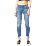 Kan Can Mid-Rise Fringe Ankle Skinny Jeans